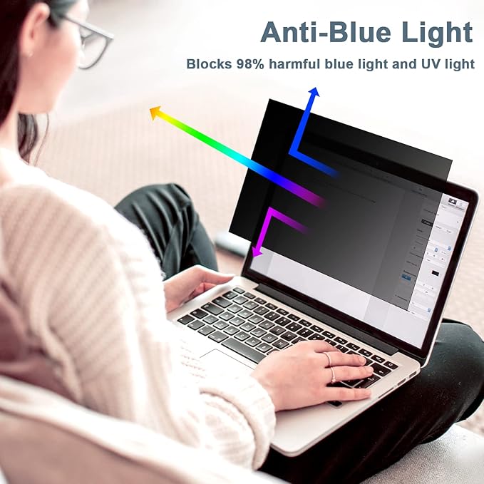 IPROKKO Laptop Privacy Screen 15.6 Inch for Hp/Dell/Asus/Acer/Samsung/Lenovo/HUAWEI, Removable 16:9 Aspect Privacy Filter, Anti Glare Blue Light Laptop 15 in Black Spy Security Shield