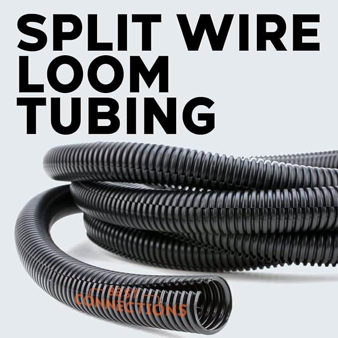 BEST CONNECTIONS 100 Ft – 1" Diameter Split Wire Loom Flex-Guard Convoluted Tubing with 100 Pcs 4" Nylon Cable Zip Ties Protective Split Cable Sleeves for Automotive Home Electrical Wires Black