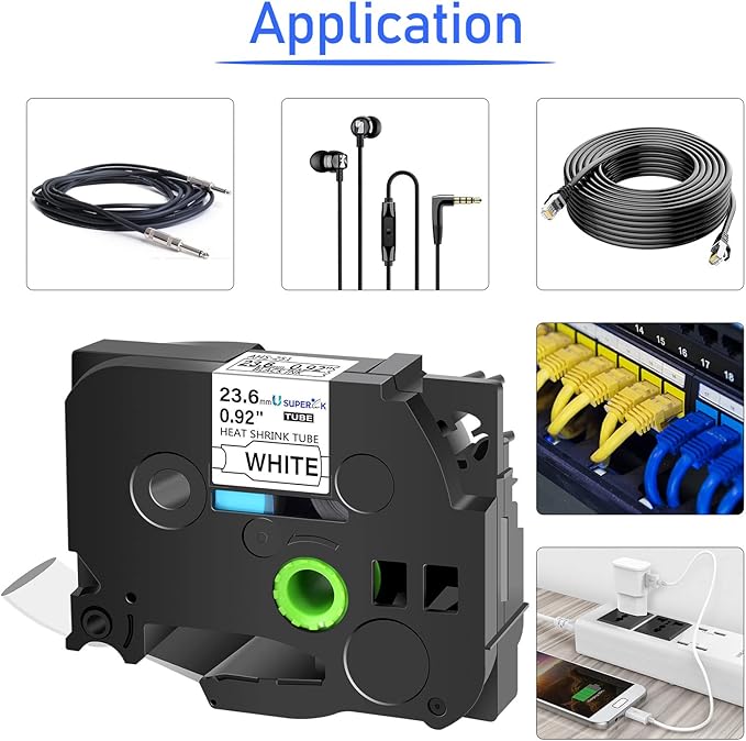 3PK Compatible for Brother Ptouch HSe-251 HSe251 HS-251 HS251 23.6mm 1 inch Black on White Heat Shrink Tube Label Tape for PT-D600 E500 E500VP E550W PT-P700 PT-P750WVP (0.92''x 4.92ft)