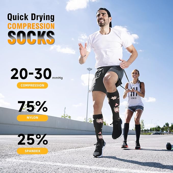 bropite Compression Socks for Women & Men 8 Pairs Circulation-Compression Socks 20-30 mmhg-Best for Running,Nurse,Travel,Yoga