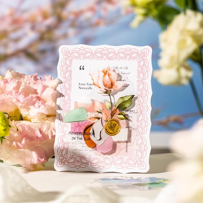 AuriicLeaf Vintage Botanical PET Sticker Set, 120PCS Floral and Leaf Ephemera Stickers for Journaling, Scrapbooking, DIY Crafts, and Art Projects