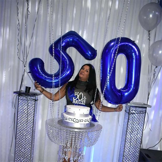 40 Inch Balloon Number 0 Navy Blue, Large Foil Dark Blue Number Balloons Set 0-9, Royal Blue Digital 0 Helium Balloons for Boys 10th 20th Birthday Anniversary Party Decoration Supplies