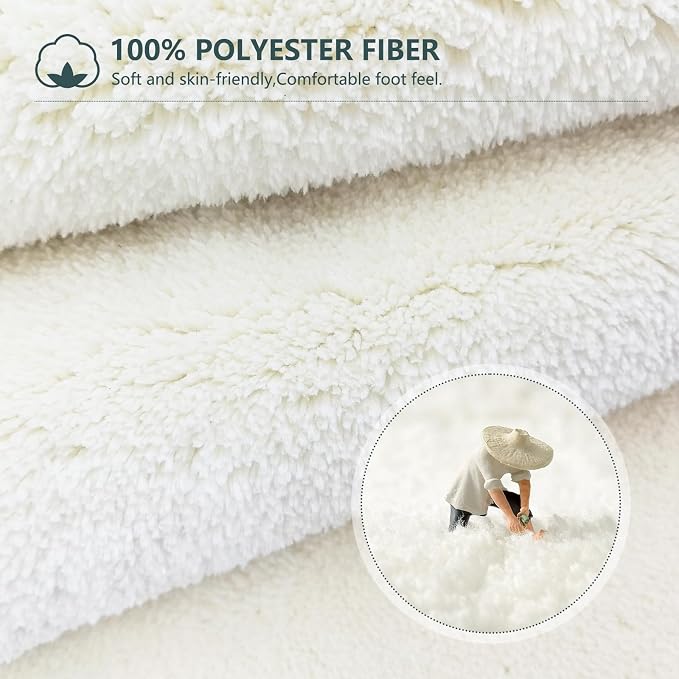 APROPHIC 20"X30" Boho Bath Rugs for Bathroom Decor Non-Slip Bath Mat Absorbent Plush Microfiber Soft Carpet Machine Washable Bath Mat for Bathrooms,Showers,Laundry Rooms,White and Black
