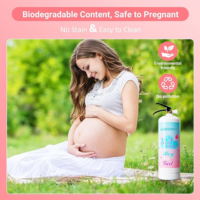 Giant Gender Reveal Fire Extinguisher Color Blasters: 2 Pcs Pink Blaster Only for Baby Girl with Pink Smoke suitable Gender Reveal Party Decorations - Blasts 20+ Feet (Pink)