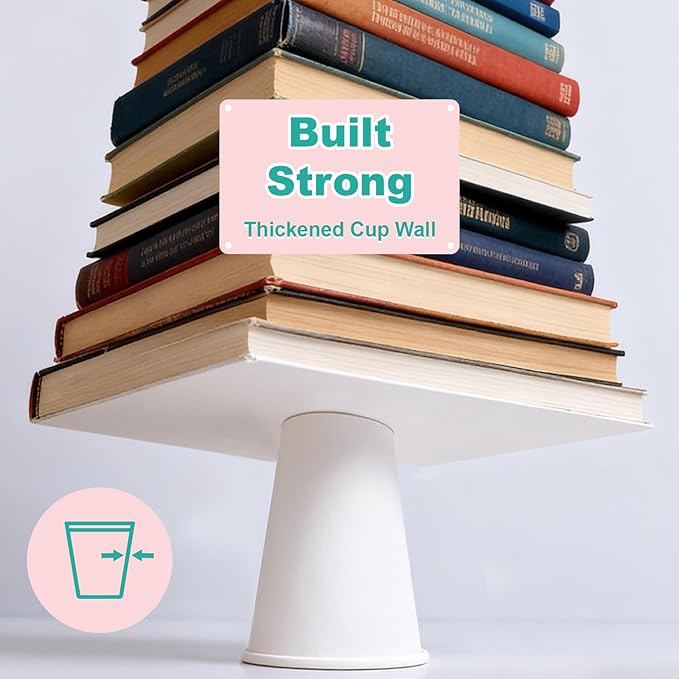 Coolcap 16 oz 160 Pack Disposable Coffee Cups, Bulk White Disposable Paper Cups, Coffee Cups for Hot Tea, Chocolate and Cold Drinks