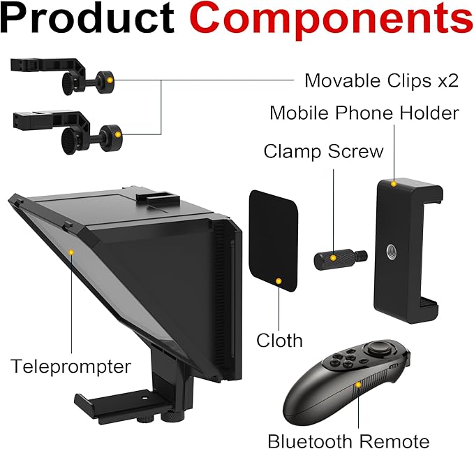 7.7-Inch Mobile Teleprompter, 3-in-1 Handheld/Desktop/Monitor Modes, HD 70/30 Optical Beam Splitter, Remote Control, Compatible with iOS & Android Tablets