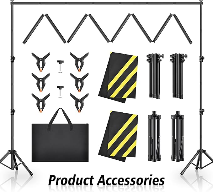 Backdrop Stand 10x7.5ft(WxH), Heavy Duty Adjustable Photo Back Drop Stand kit, Suitable for Party, Photography, Weddings