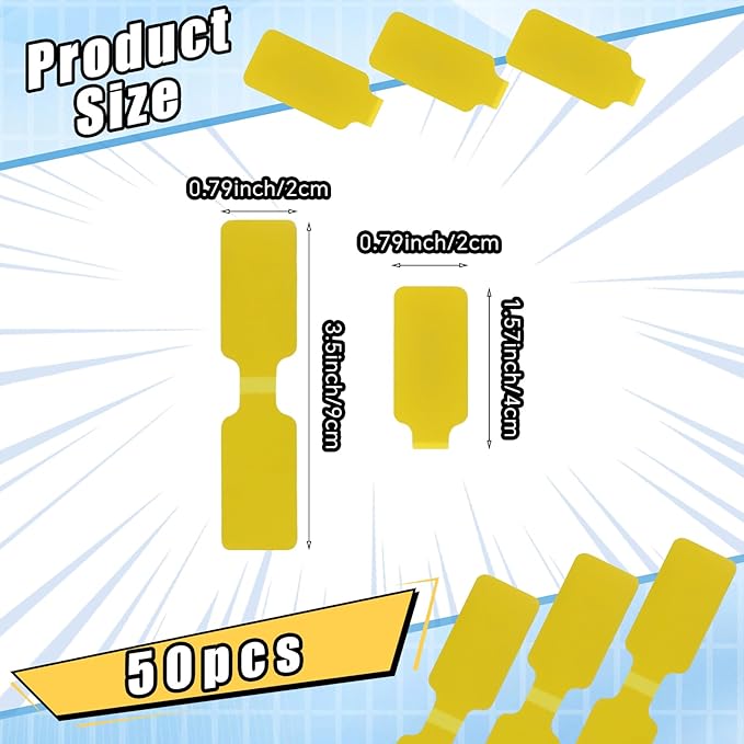 50 Pieces Cord Labels Self-Adhesive Nylon Cable Labels Tags Waterproof Wire Cable Tags or Electronics Office Computers Management and Identification (Yellow)
