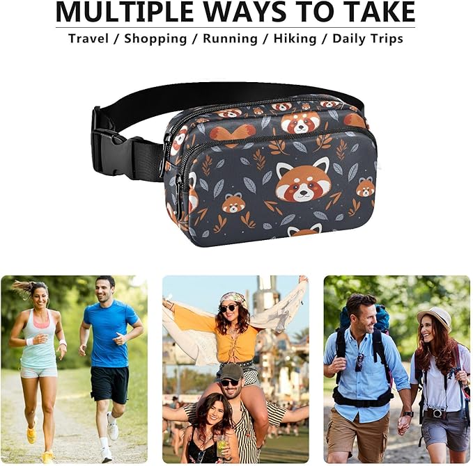 Kawaii Red Panda Fanny Pack for Women Men Water Resistant Fashion Waist Packs with Adjustable Strap Belt Bag for Travel Workout Jogging Hiking 21219403