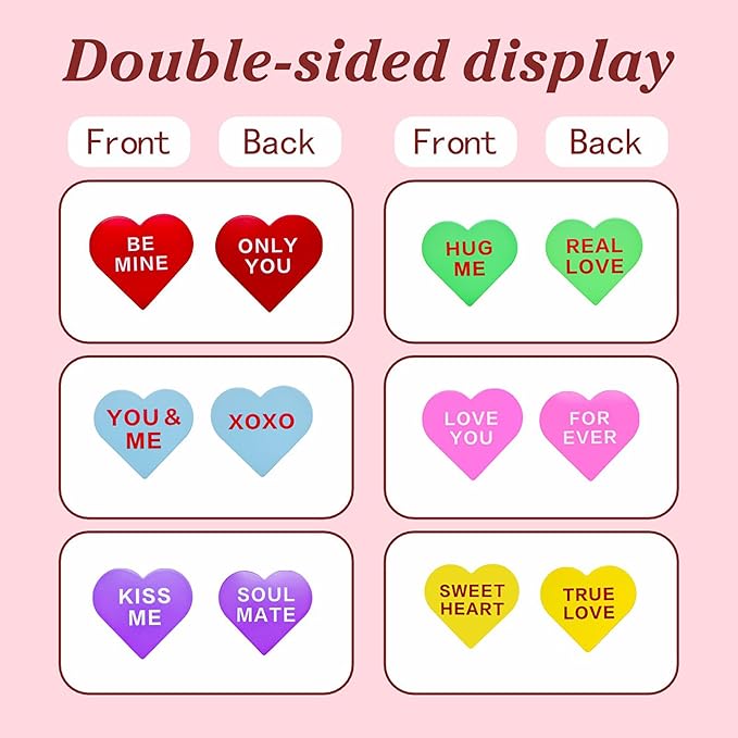 Valentines Day Wooden Heart Table Decor, 6PCS Double-Sided Conversation Heart Signs for Tiered Tray, Rustic Farmhouse Freestanding Wood Blocks, Valentine's Day Wedding Party Decorations and Gifts