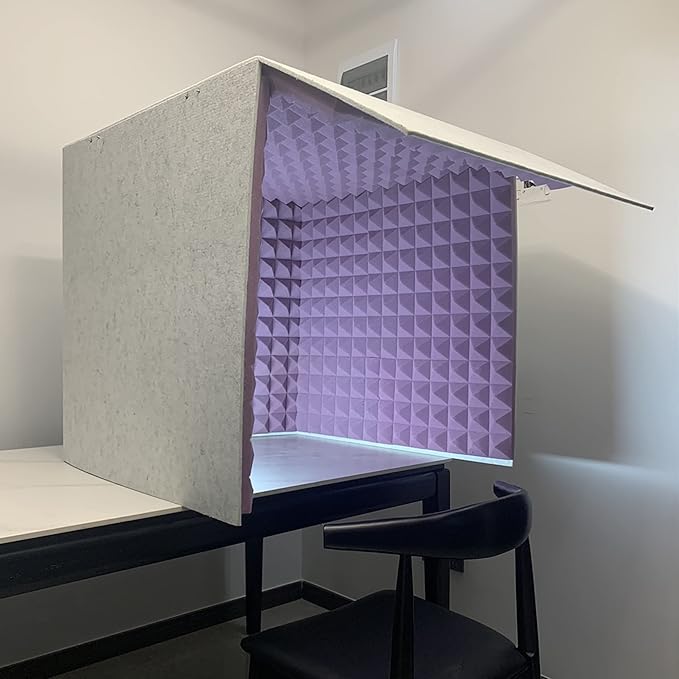 Portable Isolation Sound Booth,Desktop Soundproof Cover,Self Made Sound Recording Studio,Acoustic Foam Panel,Absorbing Shield,Noise Isolator,Purple