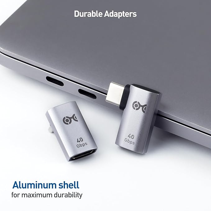 Cable Matters Combo-Pack 40Gbps Right Angle USB-C Adapter Kit, Up to [4K@240Hz Video, 240W Charging, 40Gbps Data Transfer] 90 Degree USB C Adapter, Compatible with Thunderbolt 4, iPhone 16, Steam Deck