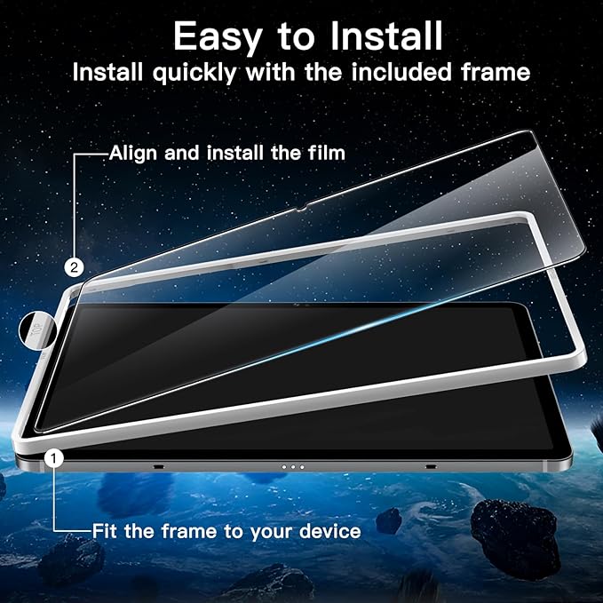 JETech Screen Protector for Samsung Galaxy Tab S10 FE Plus/S10 FE+ 2025 (13.1 Inch), with Easy Installation Frame, 9H Tempered Glass Film, HD Clear, 2-Pack