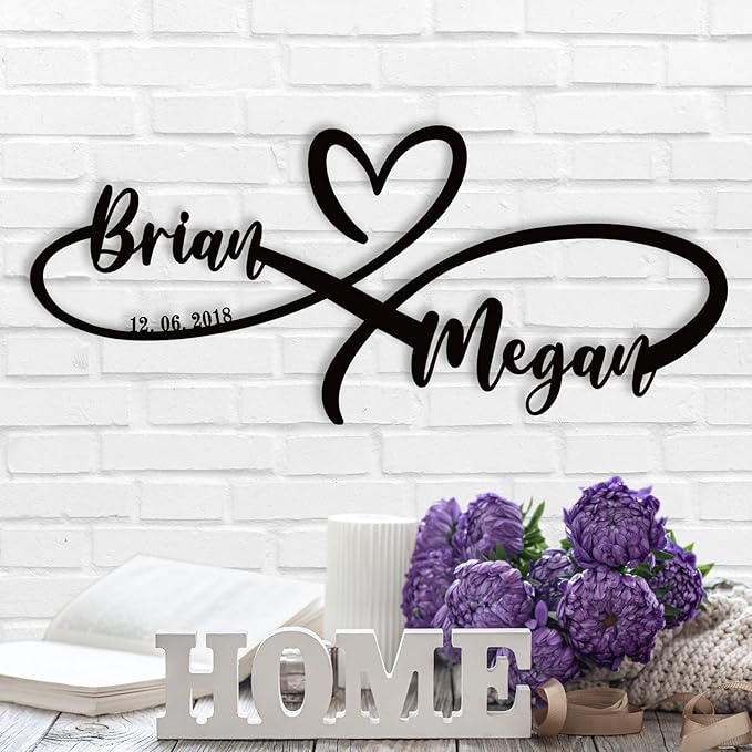 Custom Infinity Metal Sign, Infinity Heart Wall Decor Love Sign Plaque, Anniversary Valentines Day Gifts, Couple Name Sign, Wedding sign.