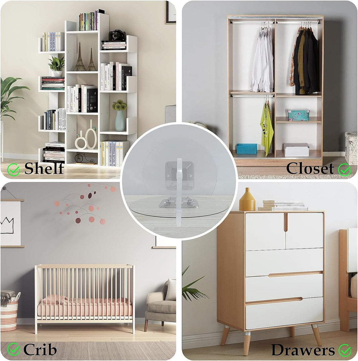 Furniture Anchors No Drill Upgraded Furniture Straps for Baby Proofing, Self-Adhesive Secure 168 Pound Furniture Prevent Falling Anti Tip Earthquake Straps for Child Safety