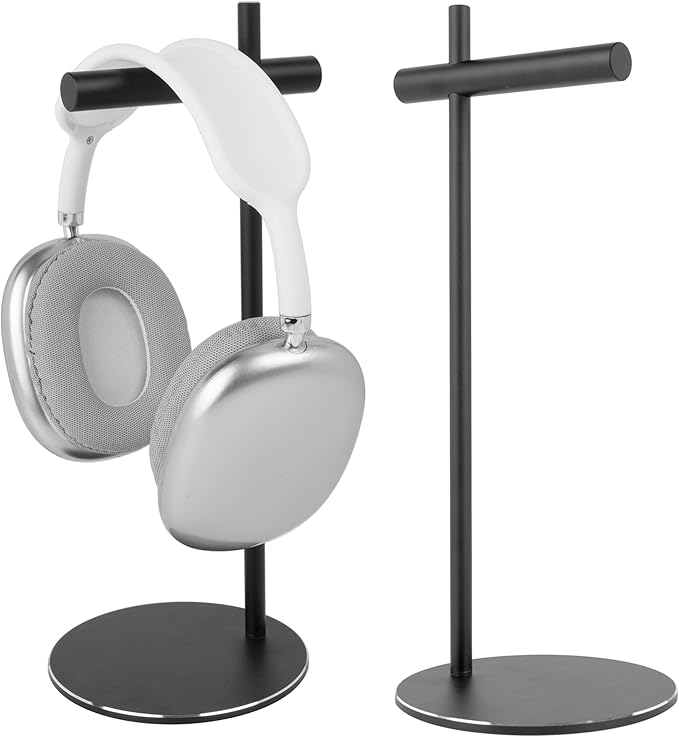 LinNature Aluminum Alloy Headphone Stand for Desk with Non-Slip Base - Universal headset stand Compatible with Over-Ear, On-Ear and Neckband Headphones (Black)