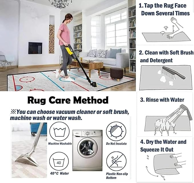 Modern Geometric Area Rugs, Black White Honeycomb Carpet, Washable Non Slip Low Pile Soft Rug for Living Room Bedroom Decor Mat 5x8ft