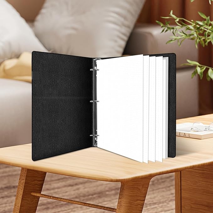 (3-Pack) 3-Hole Dotted Paper Refills, Letter Size Dot Grid Loose-Leaf Paper, 300Sheets/600Pages, 100gsm White Paper, 8.5'' x 11''