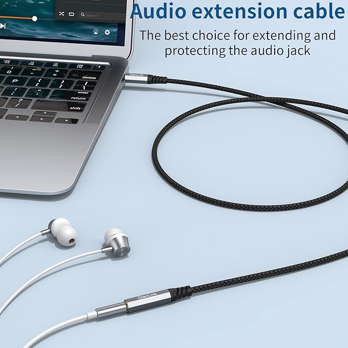QianLink Headphone Extension Cable, (2-Pack, 6.6ft) 3.5mm Extension Audio Male to Female Aux Adapter Hi-Fi Sound Stereo Extender TRS Cord for Headset, iPhone, iPad, Smartphones, Tablets Media Players