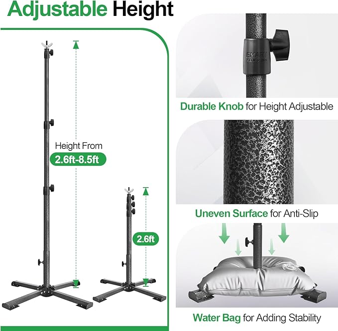 EMART Portable Backdrop Stand Kit with Foldable Cross Flat Base, Adjustable 8.5ft Height 10ft Width Pipe and Drape Background Hanging Frame Bar for Photography Party Wedding Birthday Photo Studio