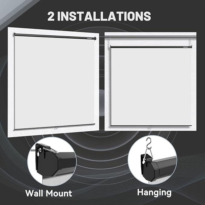 RAUBAY Retractable Pull Down White Screen Backdrop - 78.7" x 86.6" Collapsible Wall-Mount Background for Professional Video Production, Photography, TikTok and Video Conferencing