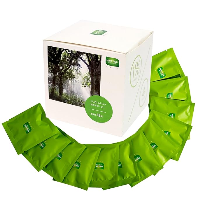 Organic Pu-erh Tea Bags - Raw Chinese Organic Pu erh Dark Tea 12 Pack, 1.5g Each Pu'erh Tea Bag, from Ancient Tree 2018 Aged Earthy Flavor Rich Antioxidants, Daily Breakfast Drinking Gift