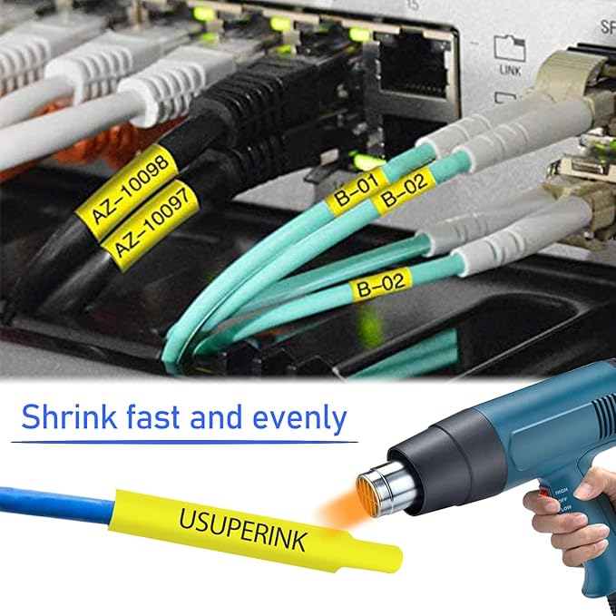 3 Pack Compatible for Brother Ptouch HSe-631 HSe631 HS-631 HS631 11.7mm Black on Yellow Heat Shrink Tube Label Tape use in PT-E300 E500 E550W P750WVP E800W P900 P900W P950NW (0.46''x 4.92ft)