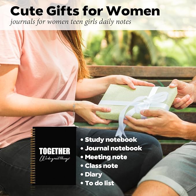 DSHFG Black Journal Notebook Team Gifts for Employees, Black Journaling Notebooks Appreciation Gifts, Notebooks for Work Office Supplies,Together We Do Great Things, 5.5x8.3