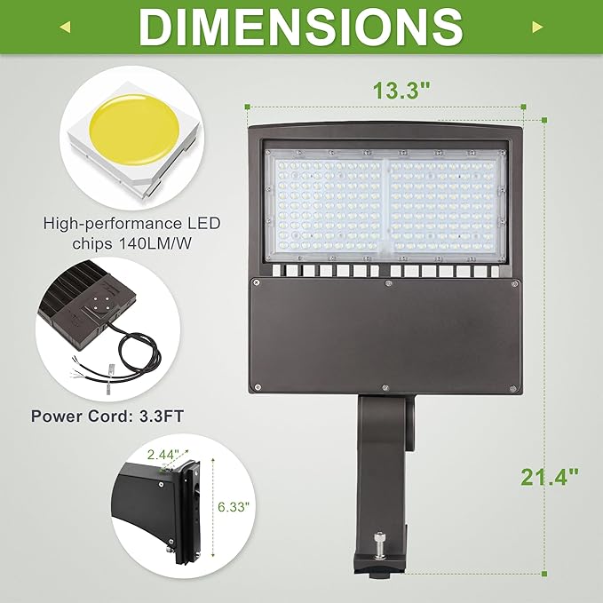 LED Flying Direct 150W LED Shoebox Lights, 20KV Surge Protector LED Parking Lot Area Lights, 450W MH Equiv. LED Street Road Lamps with Direct Arms Mount, 1-10V Dim DLC UL 5000K 100-277VAC