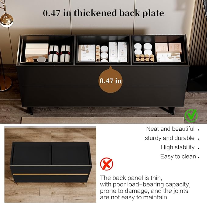 Chrangmay Modern Chest of Drawers with 9 Drawers,Deep Drawers,Clothes Organizer,Large Storage Cabinet for Living Room, Bedroom,Hallway,with Anti-Tipping Device,Dark