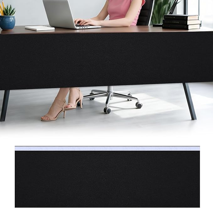 Under Desk Privacy Panel 47"x15.7" Self-Adhesive Privacy Panel Office Desk Modesty Screen for Home Office and Standing Workstations, Black(1-Pack)