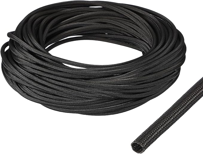 uxcell Insulation Cable Protector,4mm/0.16 Inch-20m/66 Feet High Temp Fiberglass Sleeve Black
