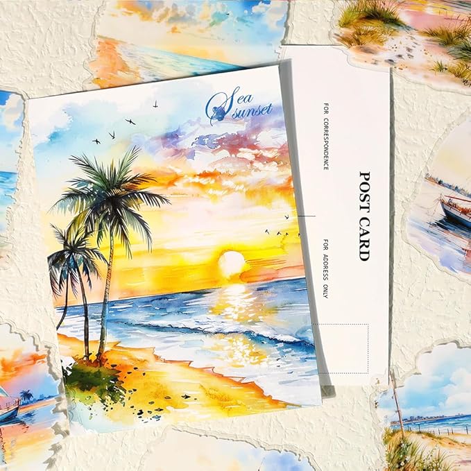 120PCS Large PET Nature Scenery Stickers for Journaling, 2.76 x 2.76 inches, 6 Assorted Landscape Scrapbook Stickers for Scrapbooking, Craft Art, Bujo, Junk Journal Supplies, Collage Decorative