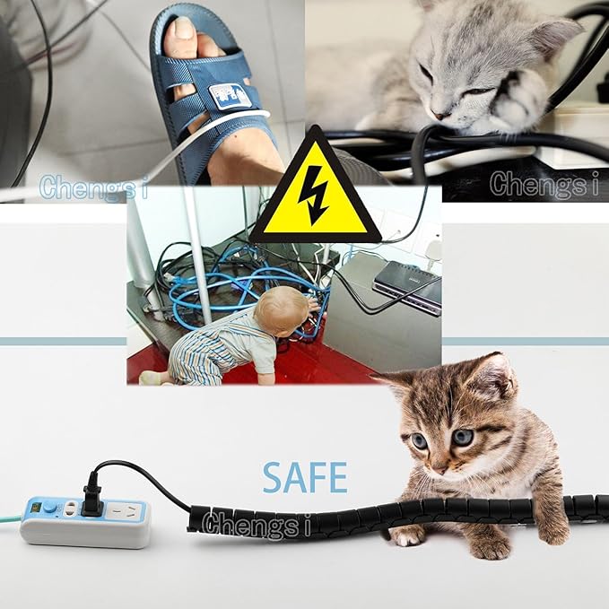 Cable Sleeve Organizer 118inch Coiled Tube Cable Cable Management Sleeve for Home Office PC TV Silver