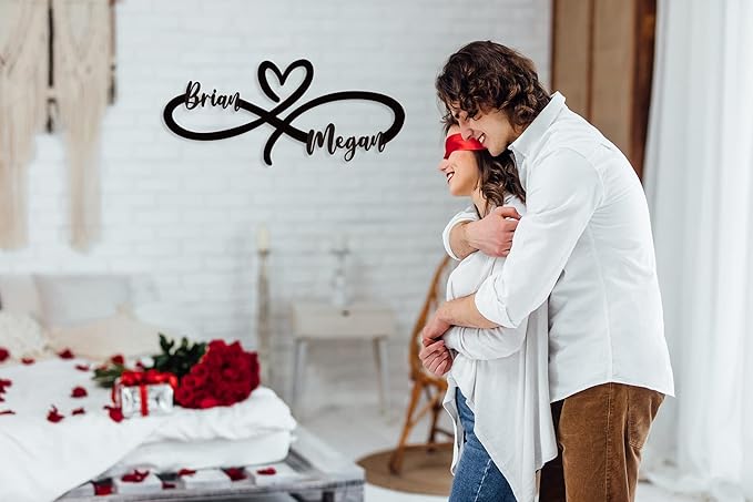 Custom Infinity Metal Sign, Infinity Heart Wall Decor Love Sign Plaque, Anniversary Valentines Day Gifts, Couple Name Sign, Wedding sign.