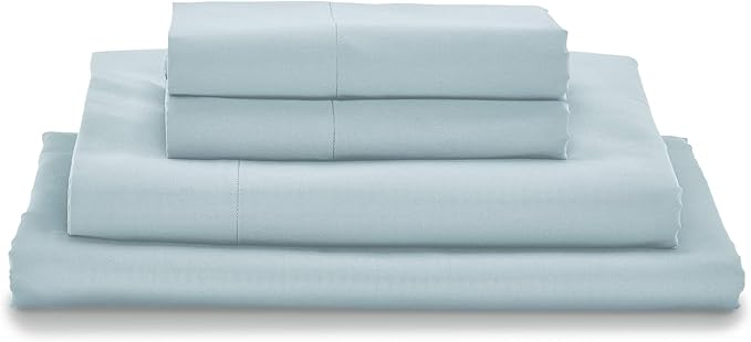 MyPillow Giza Dreams Bed Sheets, 100% Certified Giza Egyptian Cotton, Deep Pocket, Sateen Weave [Twin, Light Blue]