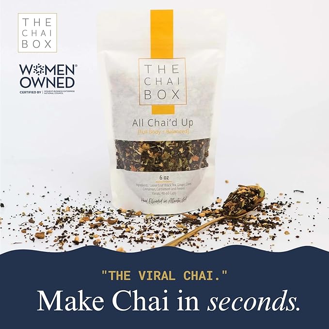 The Chai Box Loose Leaf 100% Organic Black Tea - Featured in Oprah's Favorite Things | Caffeinated Black Tea with Ginger, Cinnamon, Clove, Fennel & Cardamom (Pack of 1) 6 oz | Makes 25 Cups | Small Batch Loose Leaf Tea with Whole, Premium Spices