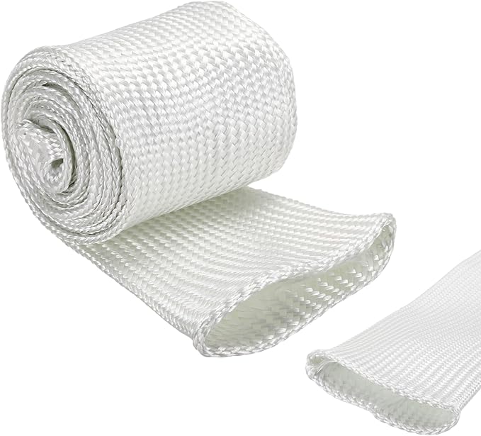 uxcell Insulation Cable Protector,65mm/2.56 Inch-2m/7 Feet High Temp Fiberglass Sleeve White