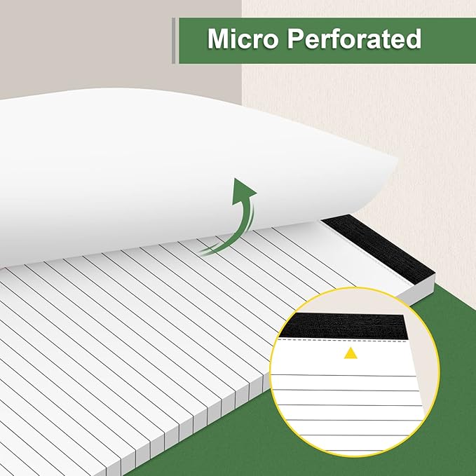 MuiAng 3 Pack Note Pads 5 x 8 Inch, Small Notepad, College Ruled Legal Pads, White Lined Writing Pads for Work or School, 30 Sheets/Pad, Perforated Recycled Note Paper for Note-Taking, Grocery List