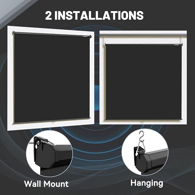 RAUBAY Retractable Pull Down Black Screen Backdrop - 78.7" x 86.6" Collapsible Wall-Mount Background for Professional Video Production, Photography, TikTok and Video Conferencing