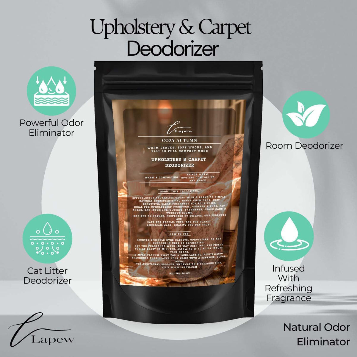 Cozy Autumn Carpet Freshener Powder: Powerful Odor Eliminator for Home, Upholstery Deodorizer, Carpet Deodorizer, Pet Urine, Cat Litter Box - Perfect Autumn Fragrance