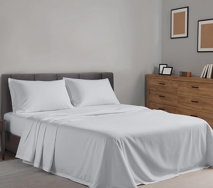 RUVANTI 100% Cotton Full Size Bed Sheets, 4 Pieces, Soft & Breathable Percale Weave Bedding, Deep Pocket 16", Hotel Standard, Crisp Cool Feel, Durable, Perfect Sheet Set Dyed, Quiet Gray