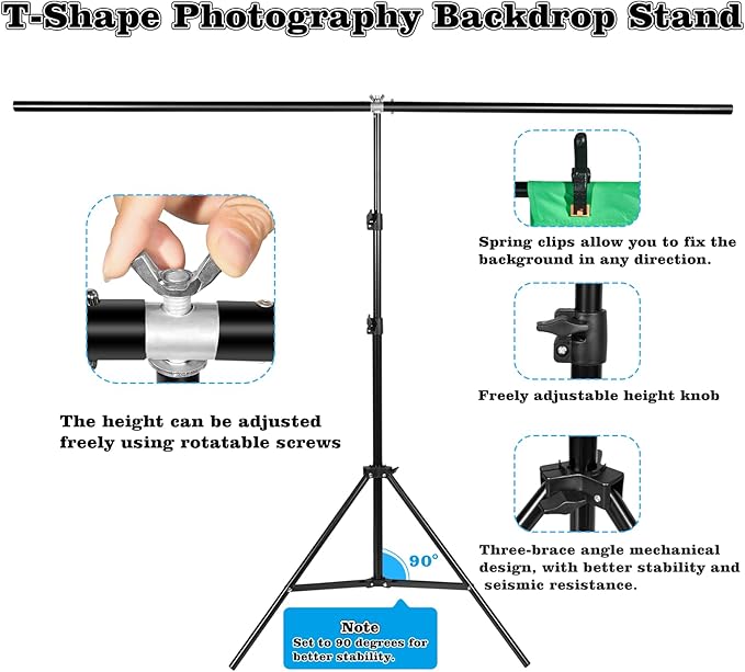 Green Screen Backdrop Kit with Stand - 6.5x5 Ft Portable Green Screen & Adjustable Backdrop Stand for Streaming, Photography, Gaming, Zoom (Includes 4 Clips & Carrying Case)