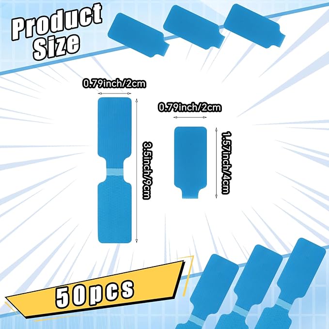 50 Pieces Cord Labels Self-Adhesive Nylon Cable Labels Tags Waterproof Wire Cable Tags or Electronics Office Computers Management and Identification (Light Blue)