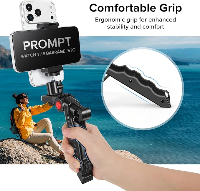 Teleprompter Kit for iPhone & Android (with Tripod), Double Phone Holder for Video Recording, Easy Storage and Transport for Vlogging, YouTube, Live Streaming, TikTok