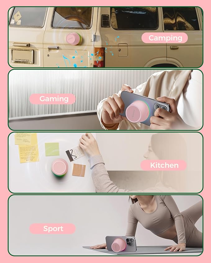 Small Bluetooth Speaker Gifts for Teens: Valentines Gifts for Him Her, 3 IN 1 Portable Magnetic Speaker with 9-Mode Lights, Waterproof Phone Stand for Desk, Cool Birthday Gadget Gifts for Adults