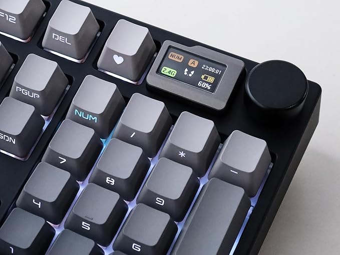 NJ98 Wireless Custom Mechanical Keyboard with Screen Knob 96% Hot Swappable RGB Keyboard Mac Windows (Dark, Steel Plate - Box Taro Ice Cream Pro)