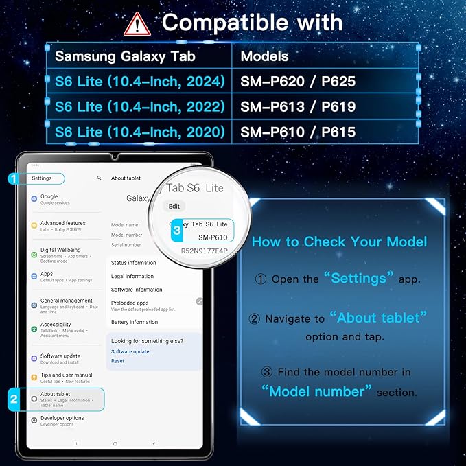 JETech Screen Protector for Samsung Galaxy Tab S6 Lite (10.4 Inch, 2024/2022/2020 Model) with Easy Installation Frame, 9H Tempered Glass Film, HD Clear, 2-Pack