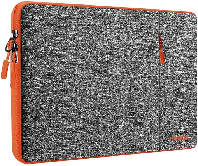 Hseok Laptop Case 15.6 Inch Sleeve, Shockproof Protective Water Repellent with Accessory Pocket,Compatible with Mac Pro 16 inch 2025-2019, Sleeve Bag for Most 15 15.6 16 Notebooks,Gray&Orange