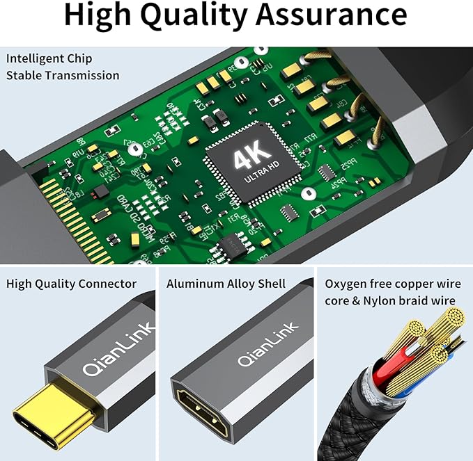 USB Type C to HDMI Adapter, USB C to HDMI 4K Cable [Thunderbolt 3/4] for MacBook Pro/Air 2023, iPhone 15 16 17 Pro Max, Dell XPS, Pixelbook, Surface, IPad Pro, iMac, XPS 17, Galaxy S25 S24
